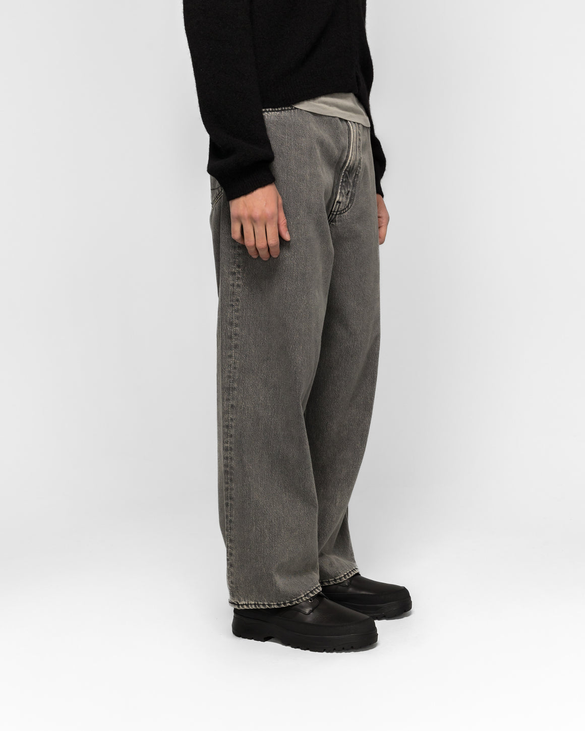 orSlow - Super Dad's Denim Pants - Bleached Black Denim - UP THERE