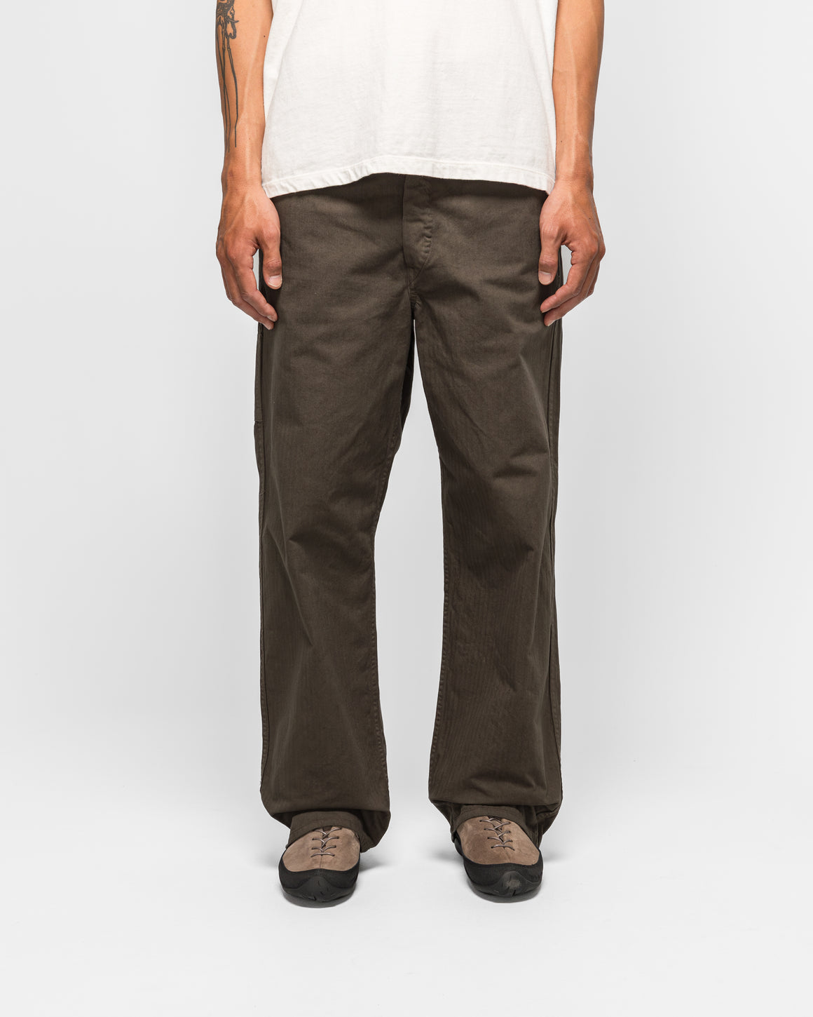 orSlow - Wide Fit French Work Pants - Coffee Brown - UP THERE