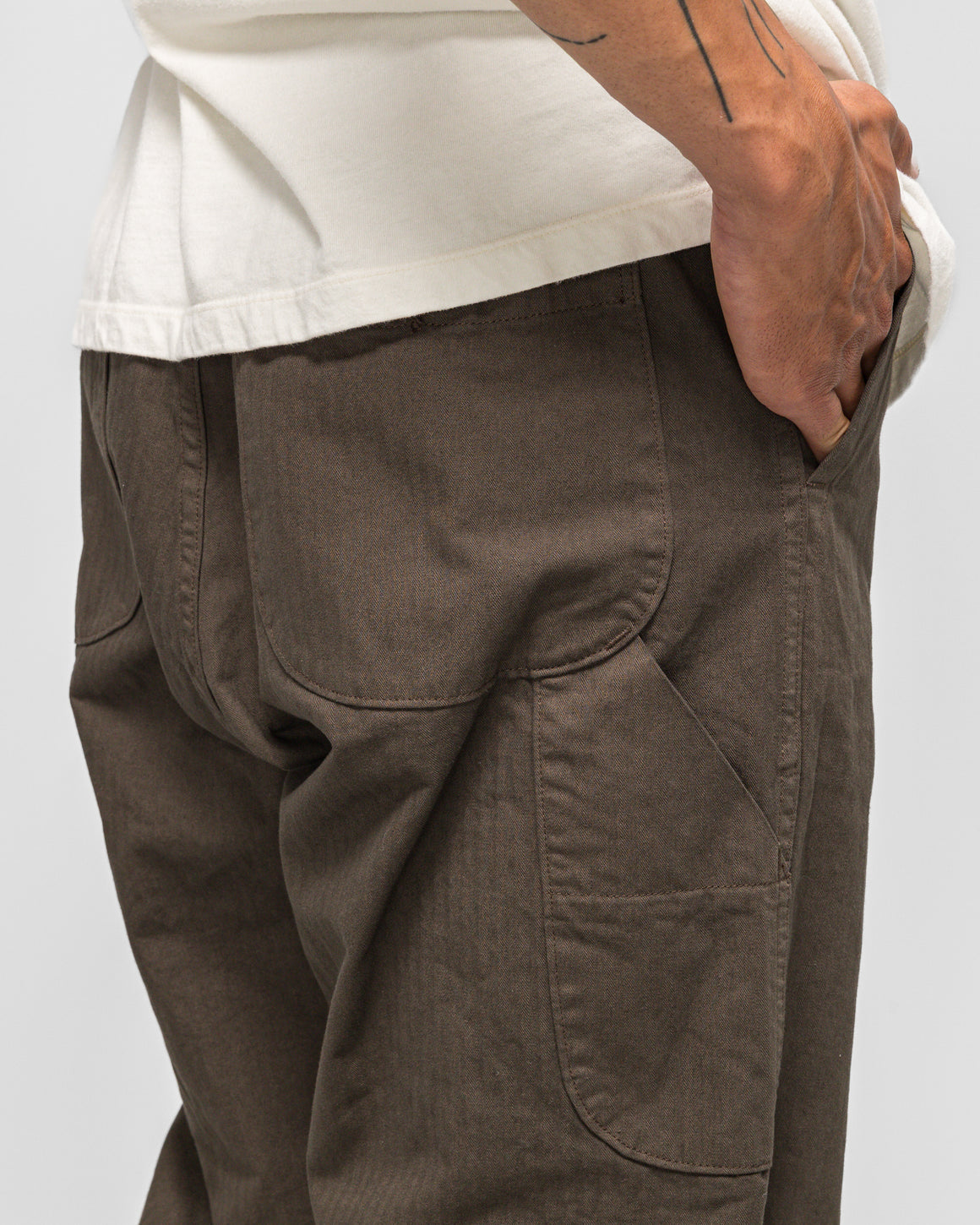 orSlow - Wide Fit French Work Pants - Coffee Brown - UP THERE
