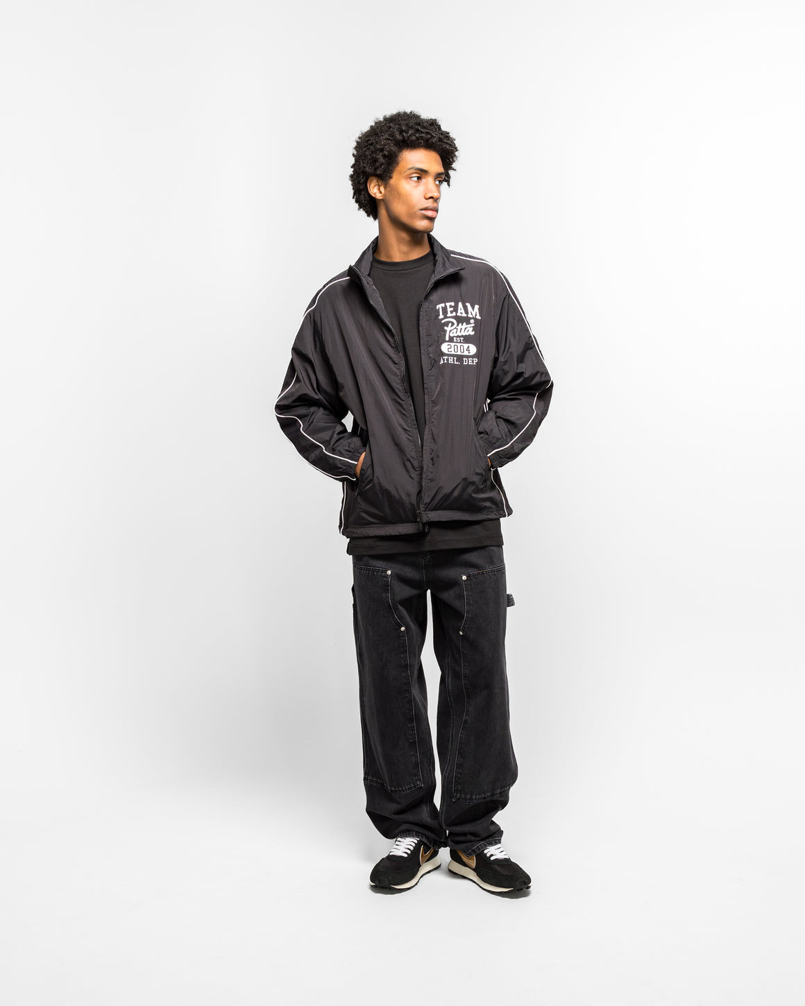 Patta - Athletic Nylon Track Jacket - Black - UP THERE