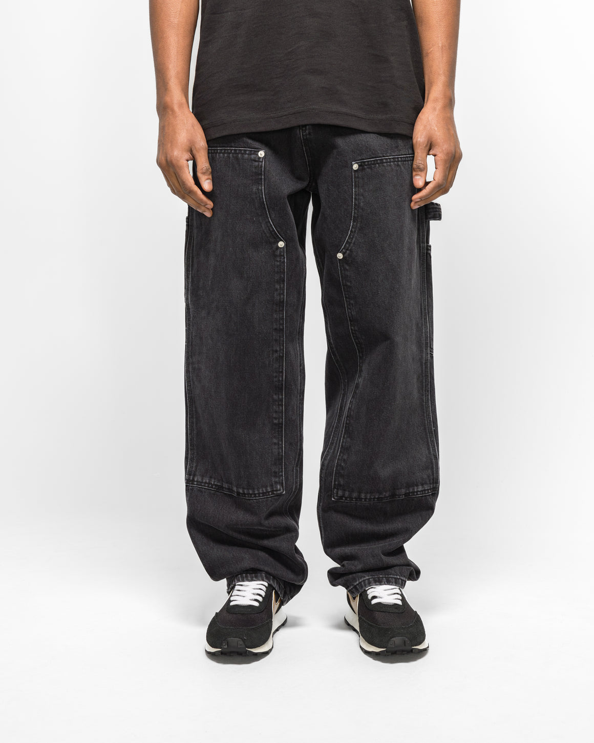 Patta - Double Knee Cartoon Denim Pants - Black - UP THERE