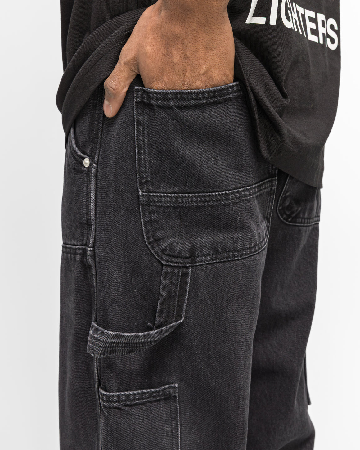 Patta - Double Knee Cartoon Denim Pants - Black - UP THERE