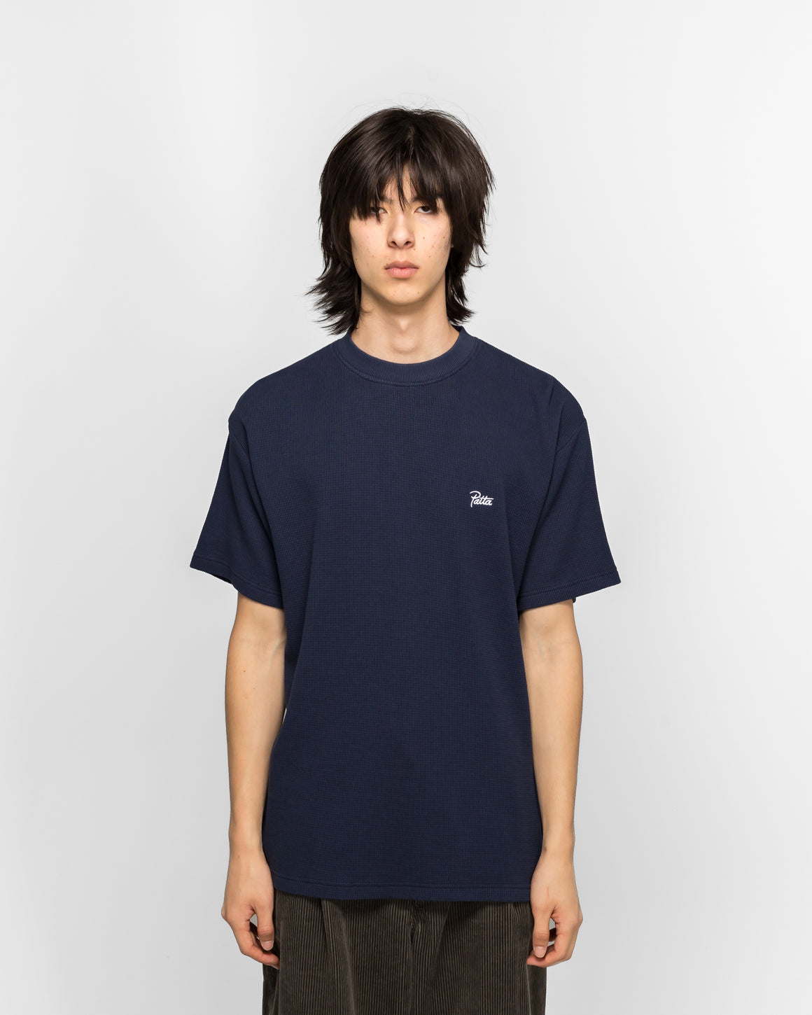 Patta - Waffle Script Logo T-Shirt - Black Iris - UP THERE