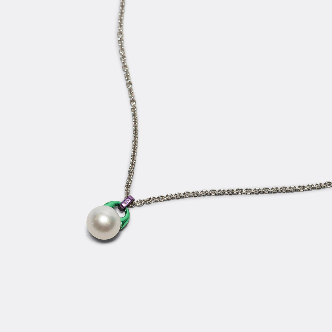 Polite Worldwide - Graphic Pearl Necklace - Green/Purple - UP THERE