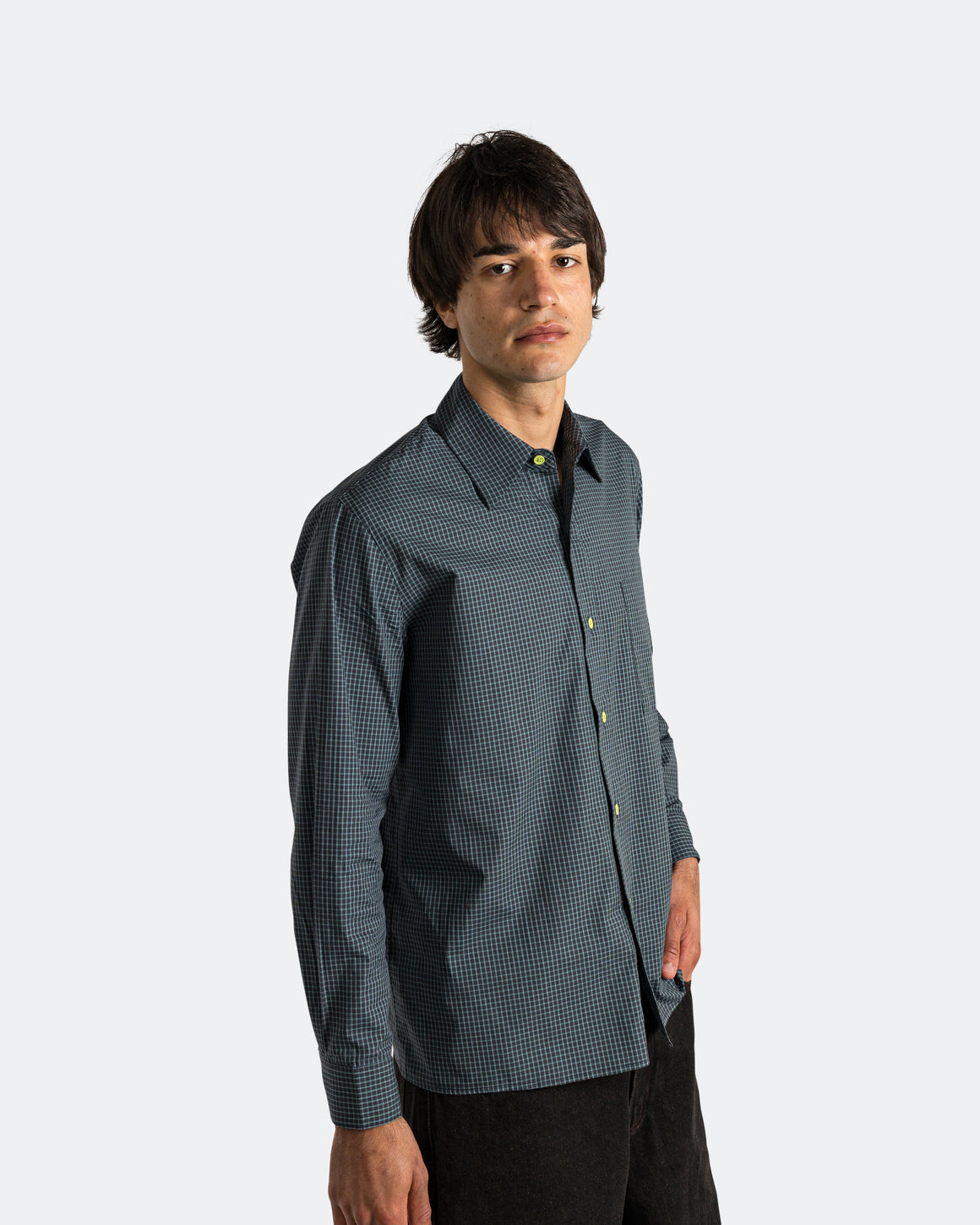 Pseushi - Long Sleeve Shirt - Blue/Green Check - UP THERE