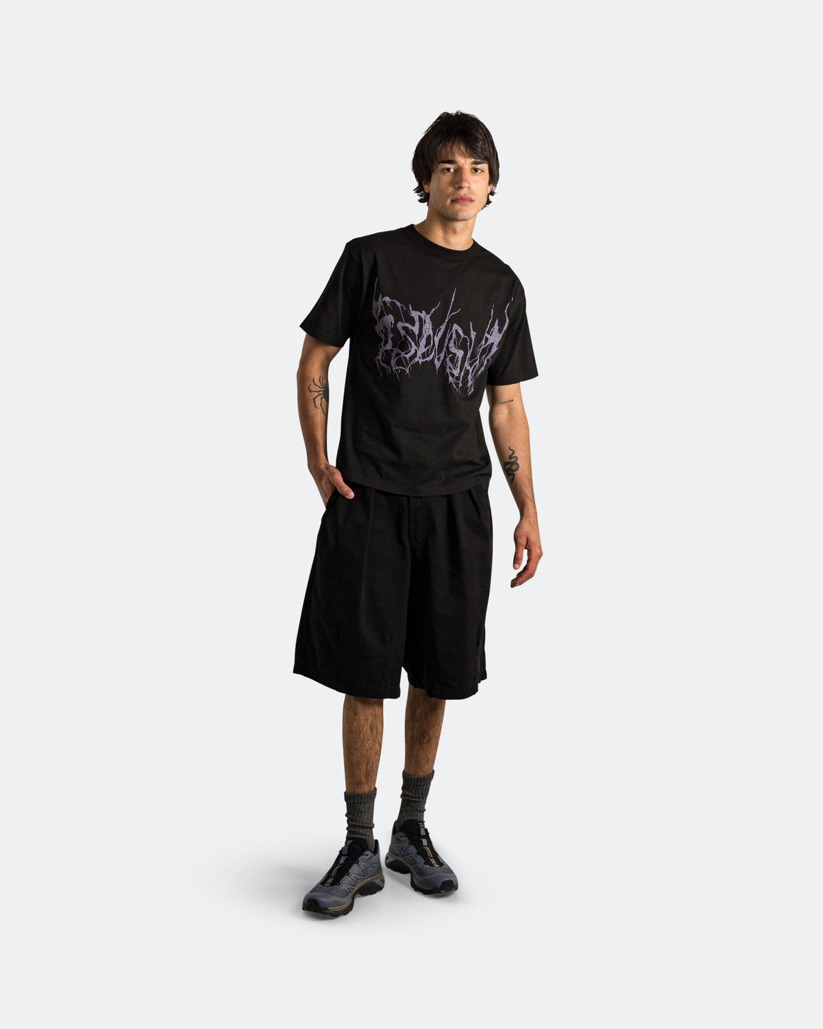 Pseushi - Pleated Balloon Shorts - Black - UP THERE