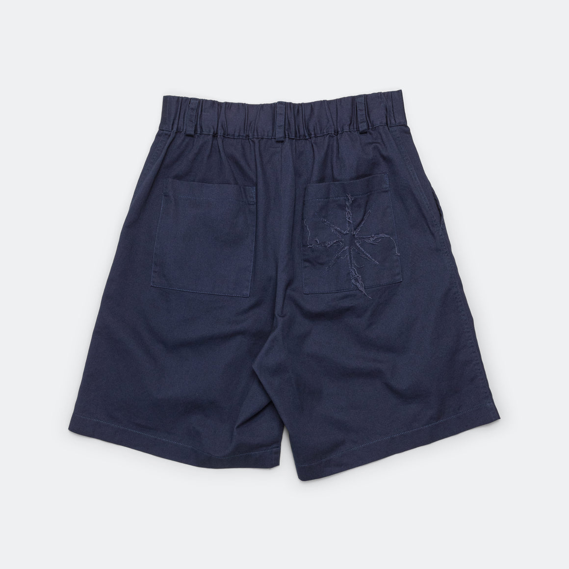 Pseushi - Pleated Wide Shorts - Navy - UP THERE