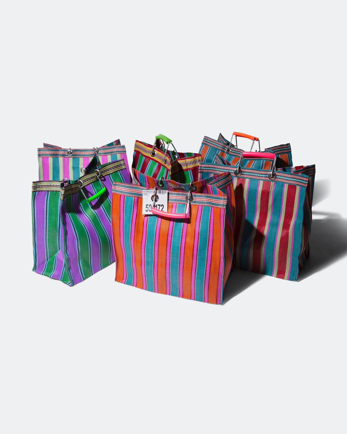 PUEBCO - Recycled Plastic Stripe Bag Square - Orange/Pink - UP THERE