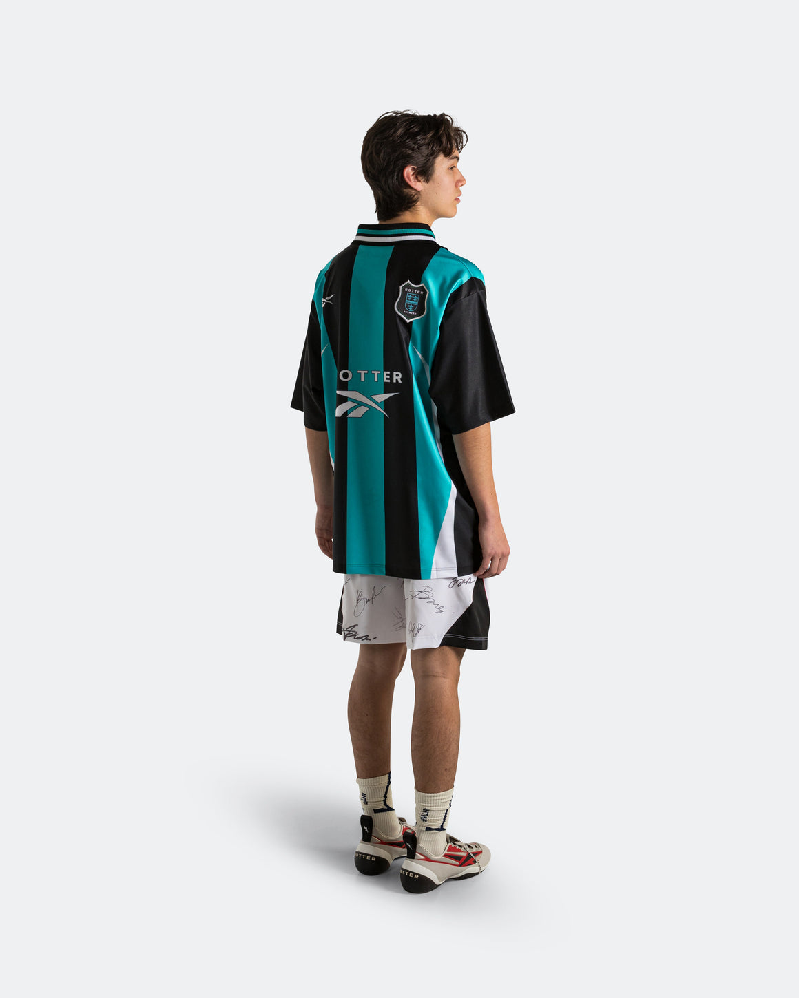 Reebok LTD - Reverse Soccer Tee x Botter - Striped Navy/Aqua - UP THERE