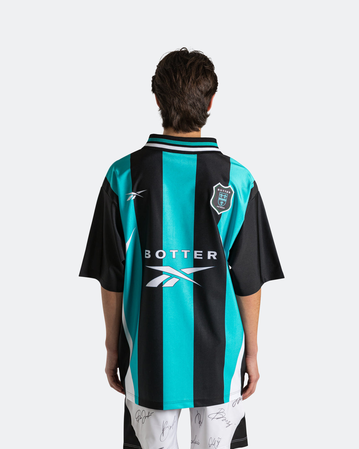 Reebok LTD - Reverse Soccer Tee x Botter - Striped Navy/Aqua - UP THERE