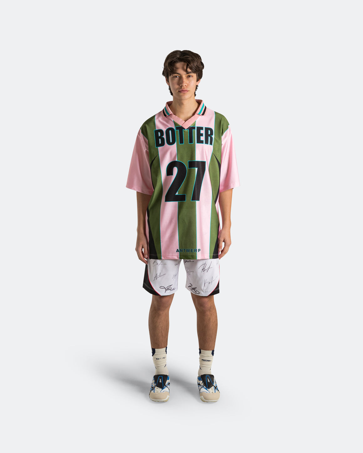 Reebok LTD - Reverse Soccer Tee x Botter - Striped Pink/Green - UP THERE