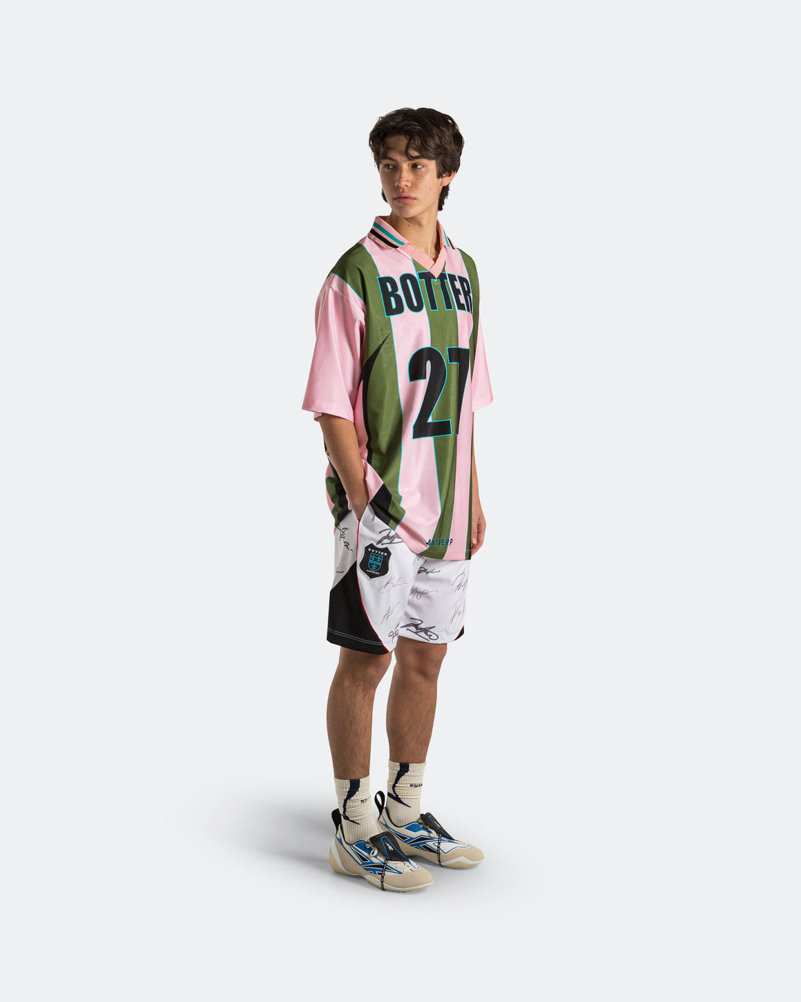 Reebok LTD - Reverse Soccer Tee x Botter - Striped Pink/Green - UP THERE