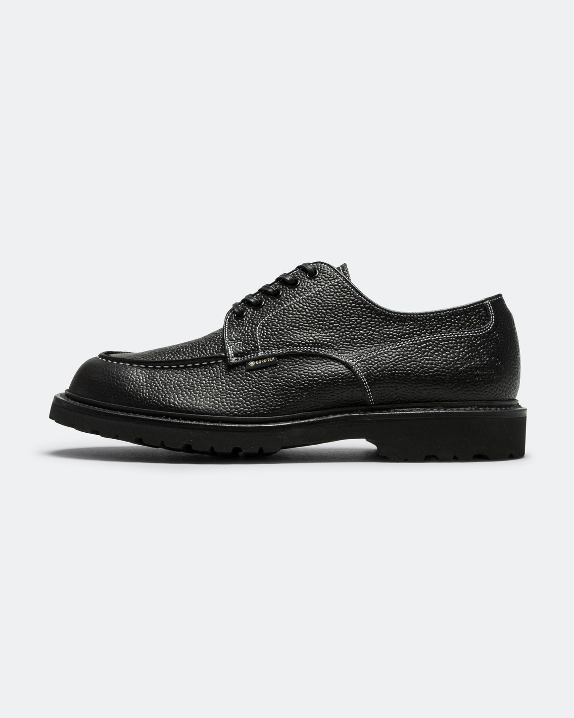 Regal Shoe & Co - U-Tip Derby GORE-TEX - Pebbled Black Leather/Reflective Stitching - UP THERE