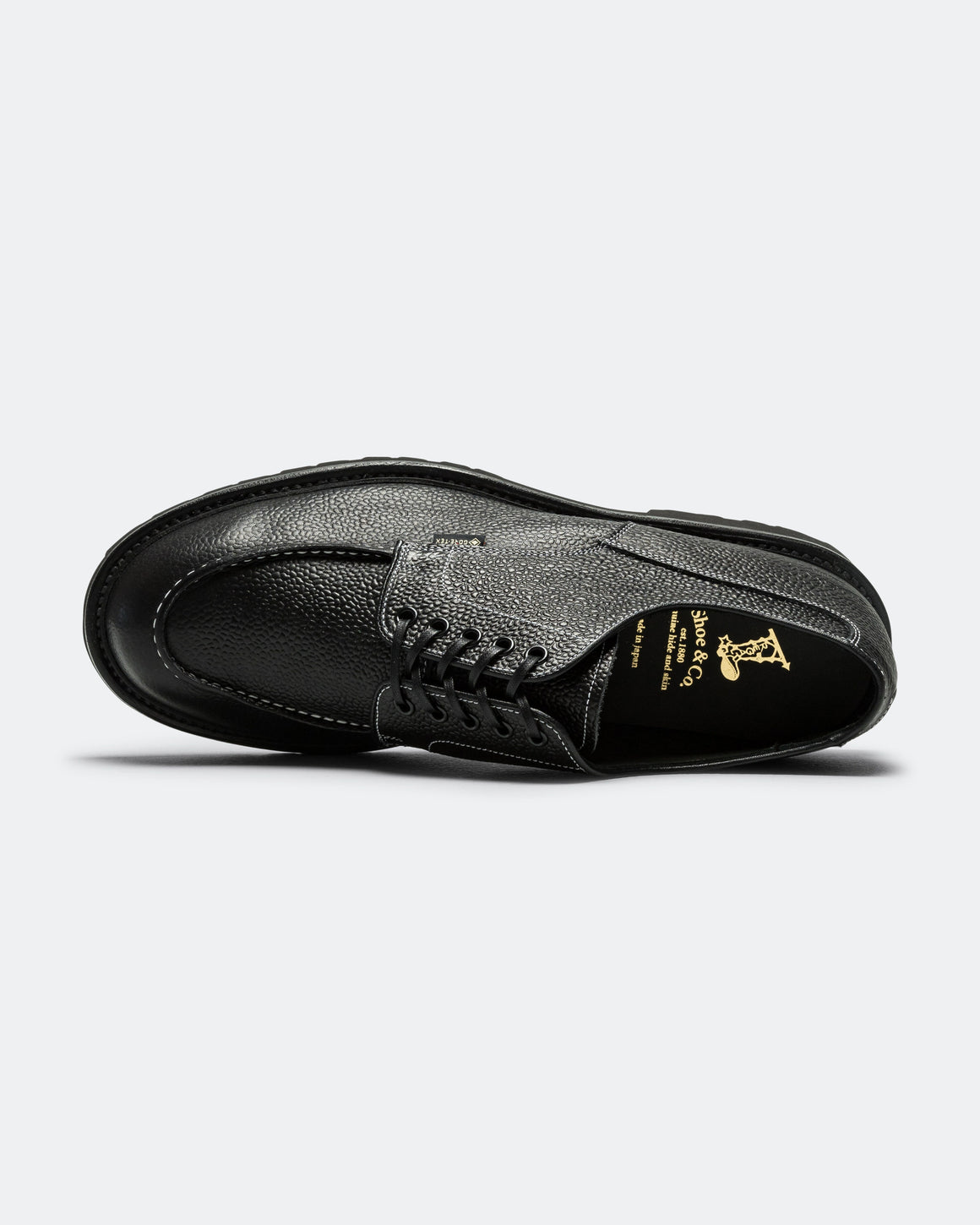 Regal Shoe & Co - U-Tip Derby GORE-TEX - Pebbled Black Leather/Reflective Stitching - UP THERE
