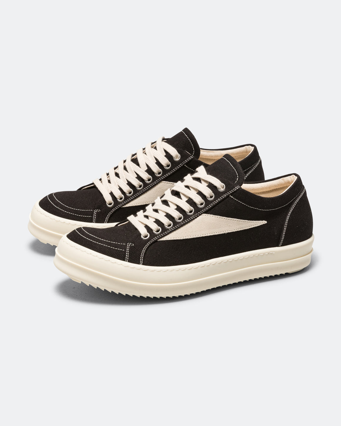 Rick Owens DRKSHDW - Scarpe in Denim Vintage Sneaks - Black/Milk-Milk - UP THERE