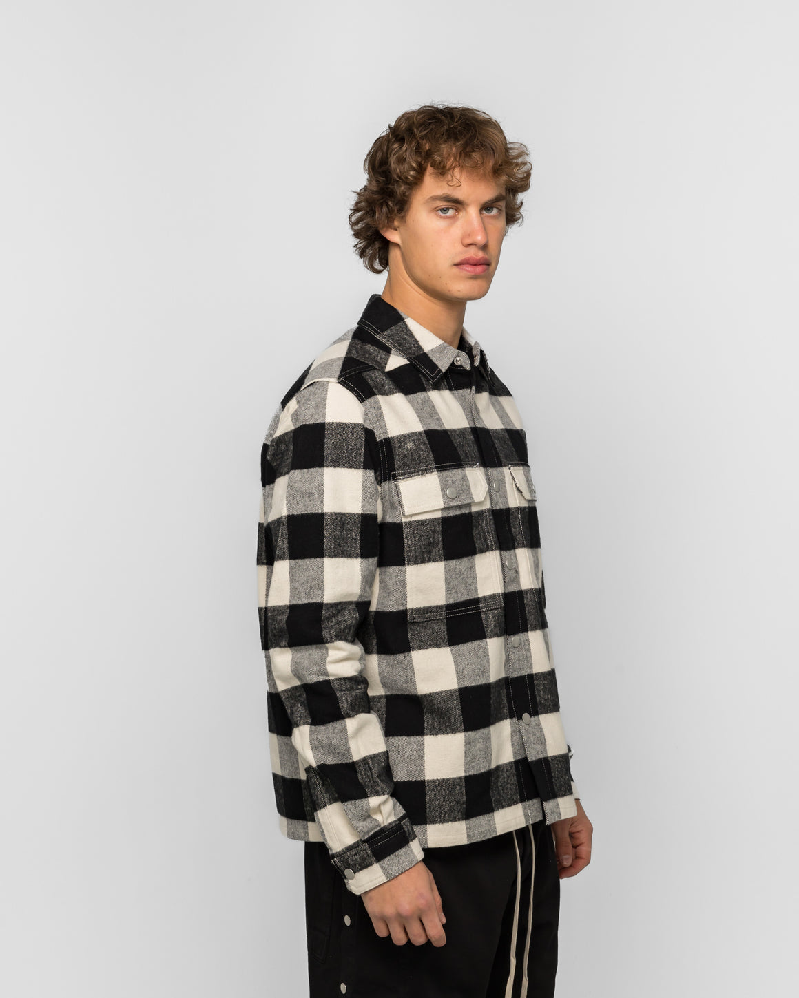 Rick Owens DRKSHDW - Camicia Cropped Outershirt - Black Plaid - UP THERE