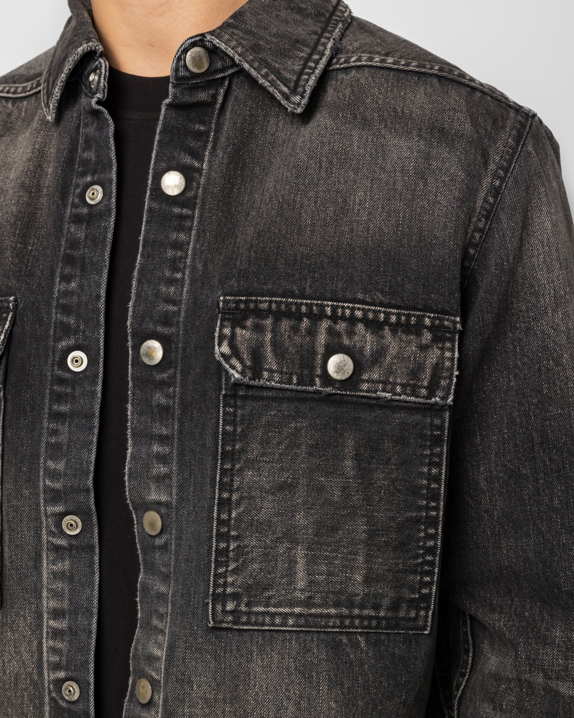 Rick Owens DRKSHDW - Camicia Cropped Outershirt - Washed Black - UP THERE