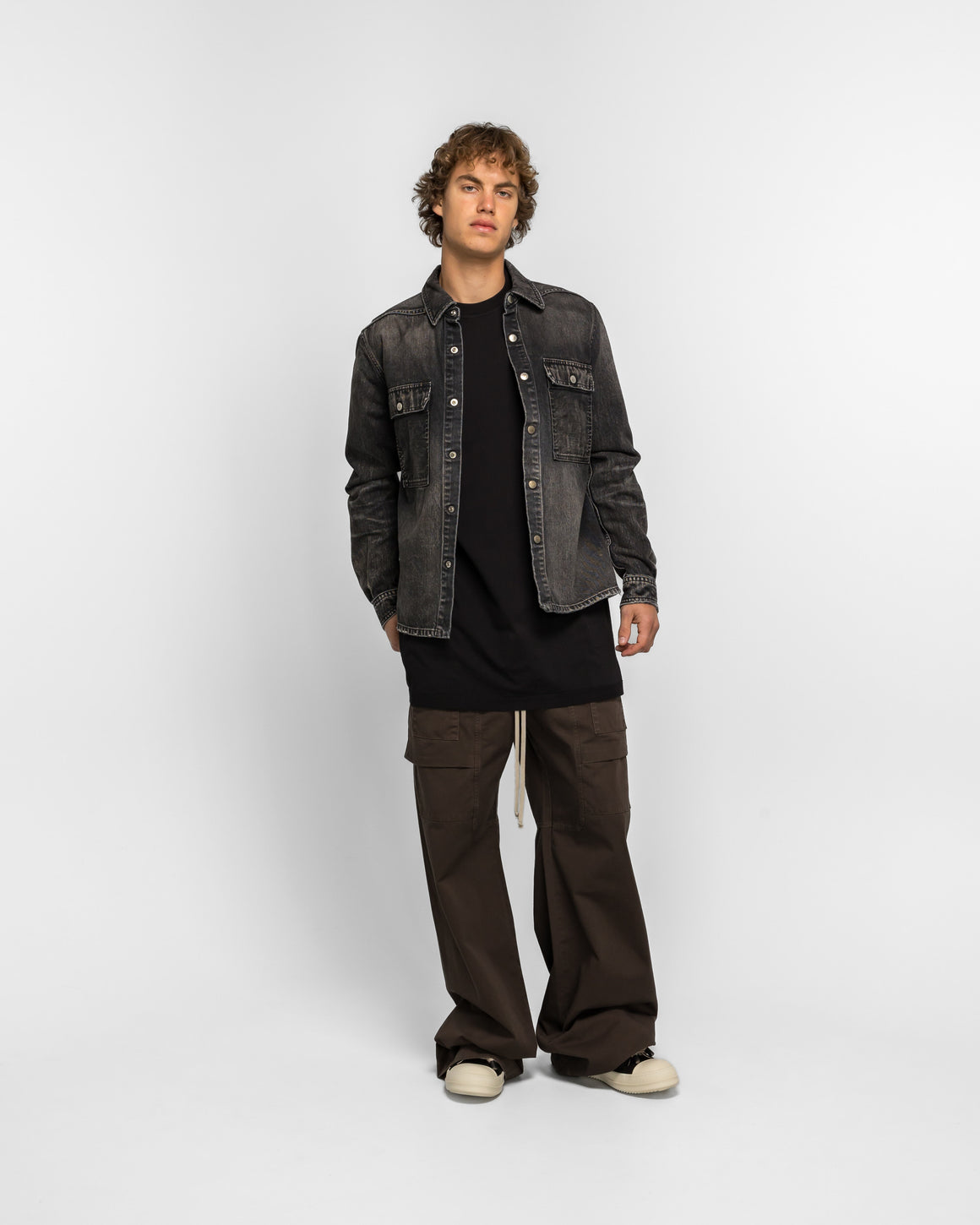 Rick Owens DRKSHDW - Camicia Cropped Outershirt - Washed Black - UP THERE
