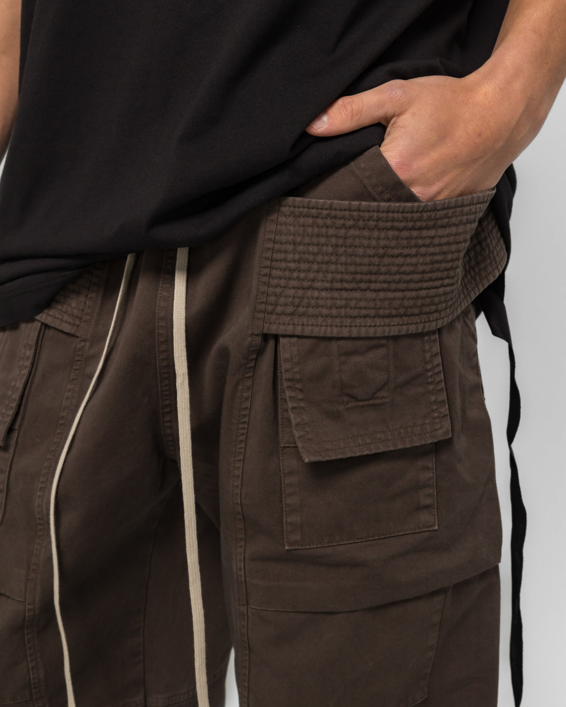 Rick Owens DRKSHDW - Creatch Wide Cotton Cargo Drawstring - Dark Dust - UP THERE