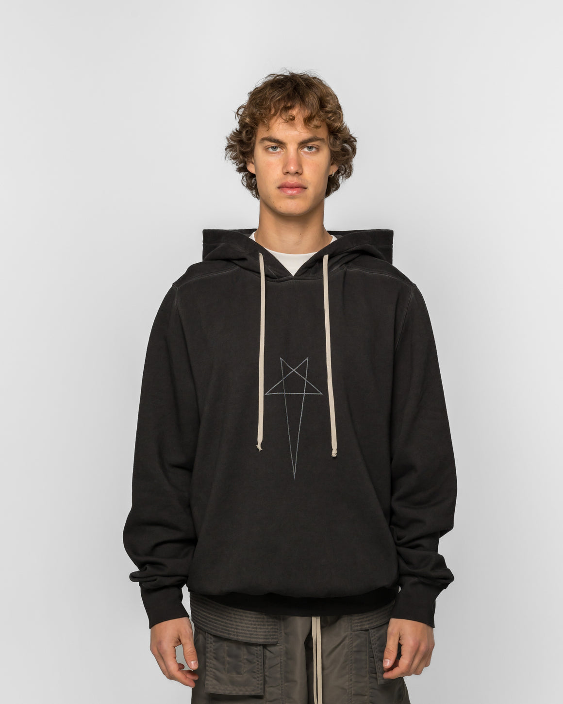Rick Owens DRKSHDW - Felpa Oversized Hoodie - Faded Black/Silver - UP THERE