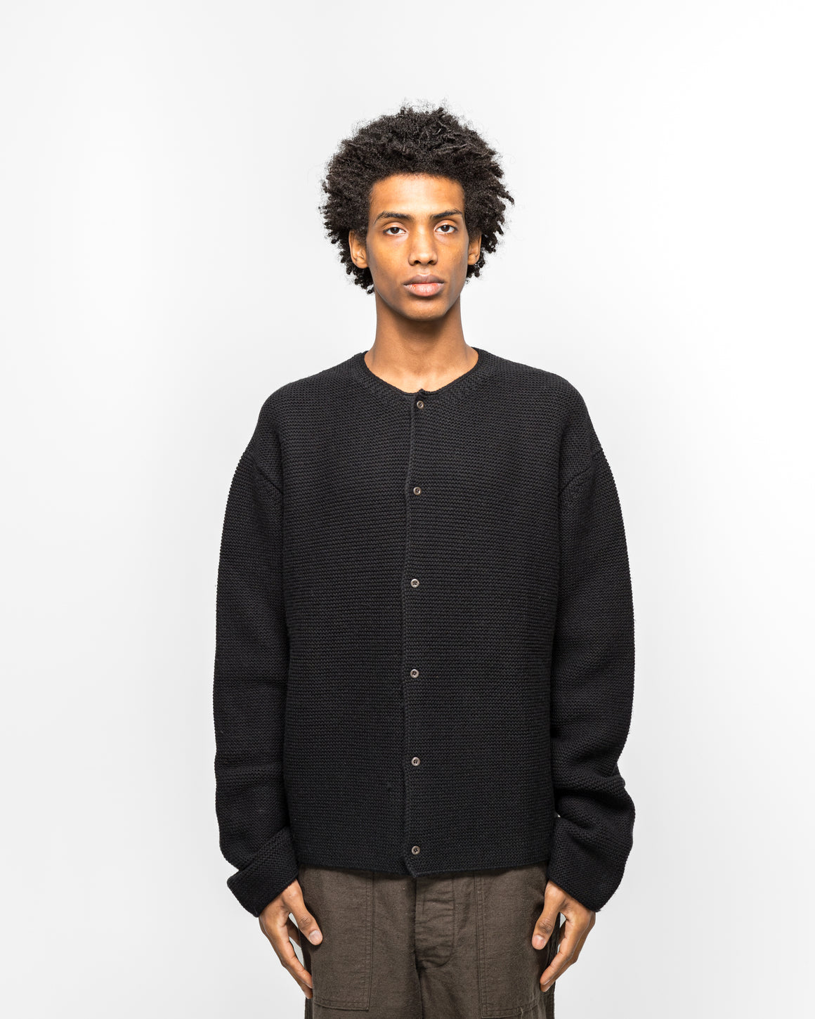 Rier - Oversized Cardigan - Black Wool Links - UP THERE
