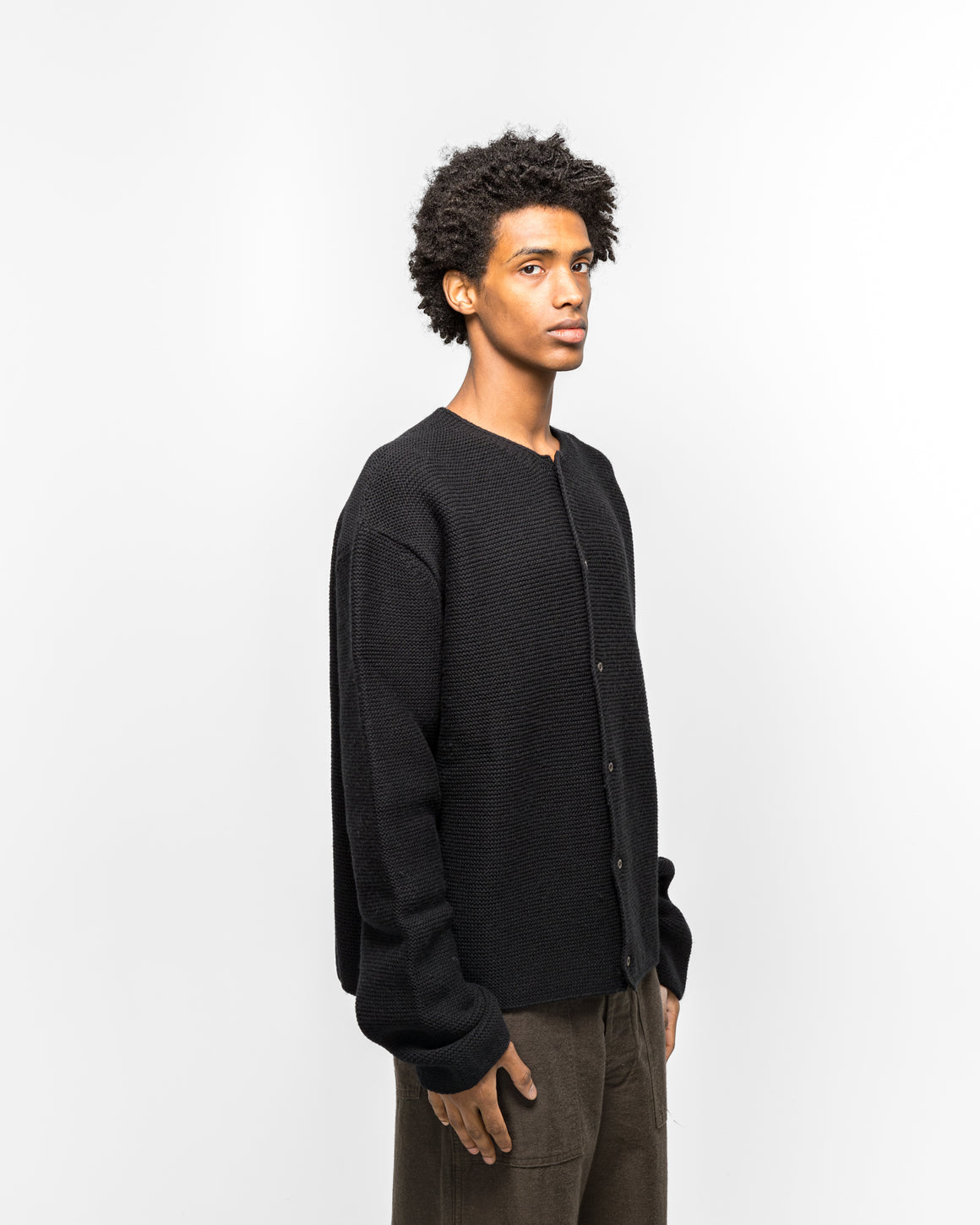 Rier - Oversized Cardigan - Black Wool Links - UP THERE