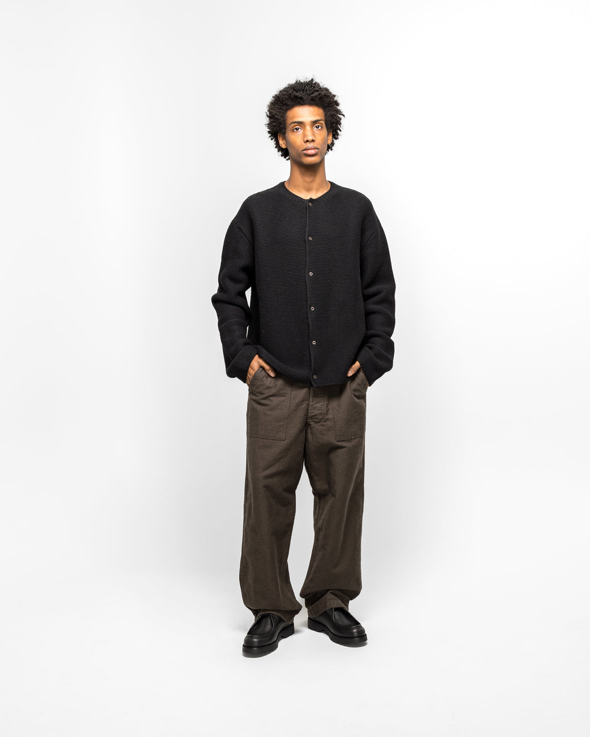Rier - Oversized Cardigan - Black Wool Links - UP THERE