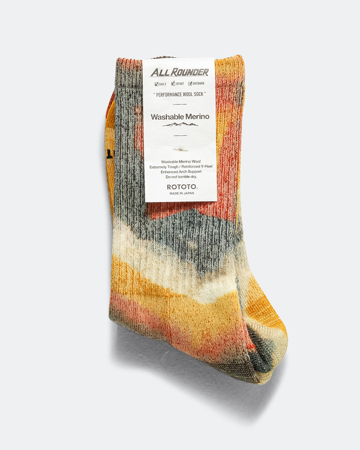 RoToTo - AllRounder Merino Crew Tie Dye - Yellow/Red - UP THERE