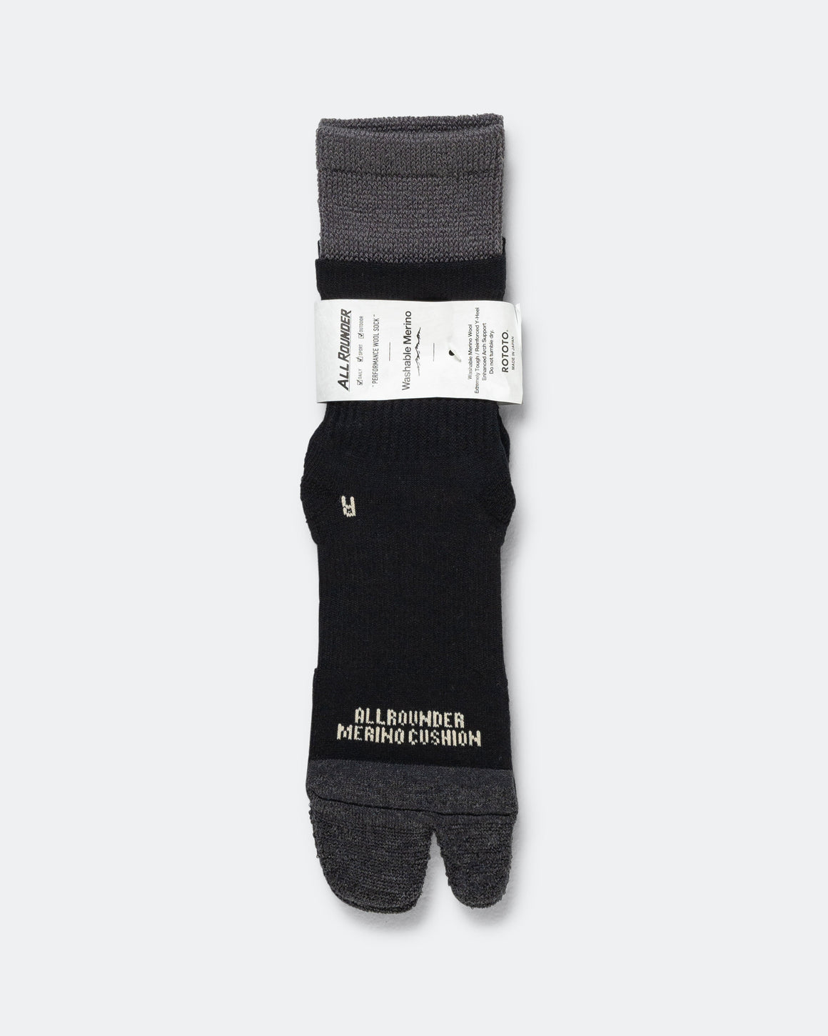 RoToTo - Allrounder Merino Sock - Black/Gray - UP THERE