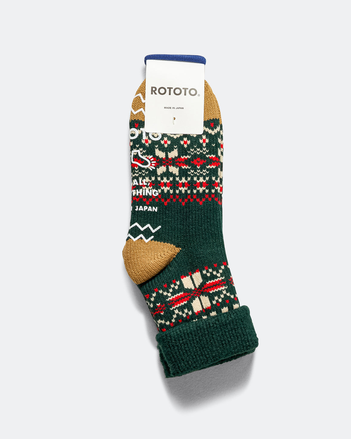 RoToTo - Comfy Room Socks Snow Flake - Forest Green - UP THERE