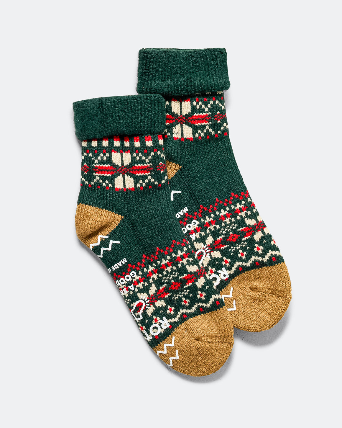 RoToTo - Comfy Room Socks Snow Flake - Forest Green - UP THERE