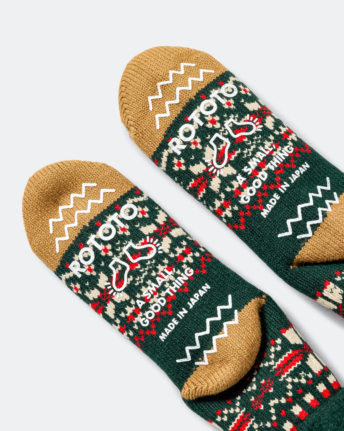 RoToTo - Comfy Room Socks Snow Flake - Forest Green - UP THERE