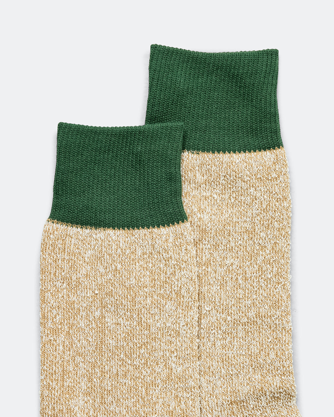 RoToTo - Double Face Crew Socks Silk & Cotton - Dark Green/Beige - UP THERE