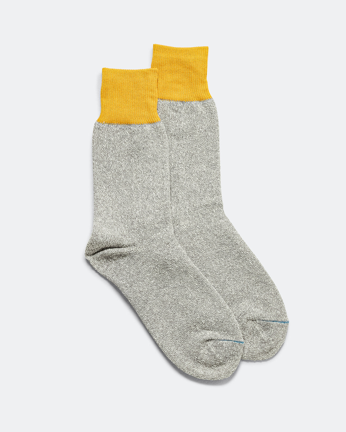 RoToTo - Double Face Crew Socks Silk & Cotton - Dark Yellow/Grey - UP THERE