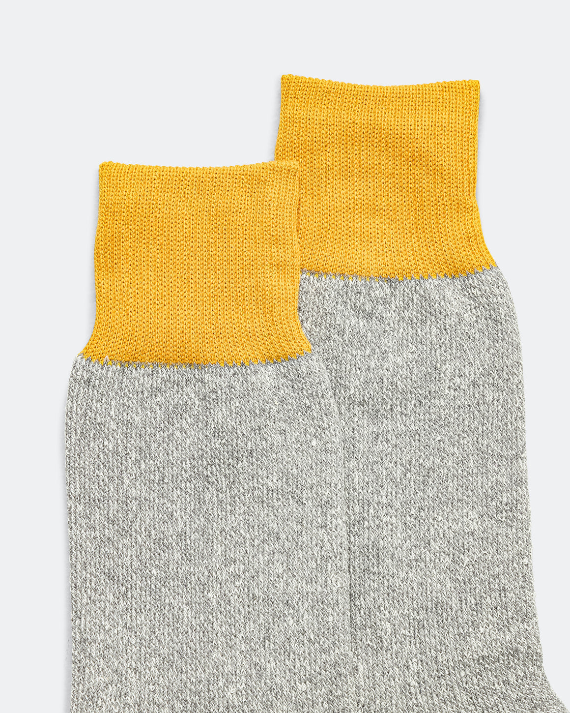 RoToTo - Double Face Crew Socks Silk & Cotton - Dark Yellow/Grey - UP THERE