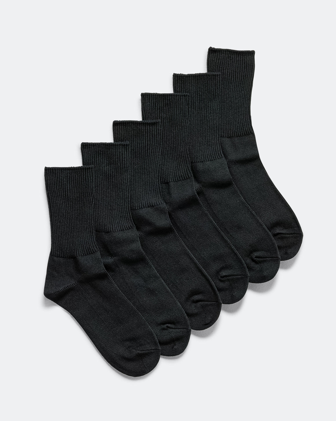 RoToTo - Organic Daily 3 Pack Ribbed Crew Socks - Black - UP THERE