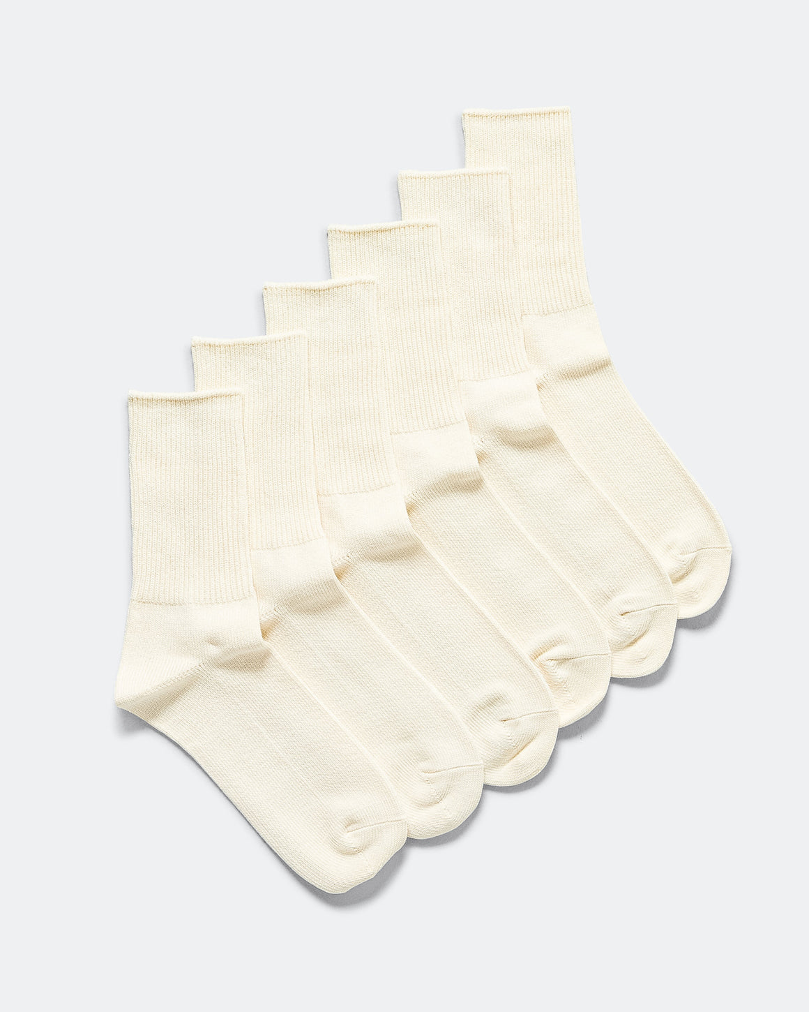 RoToTo - Organic Daily 3 Pack Ribbed Crew Socks - Ecru - UP THERE