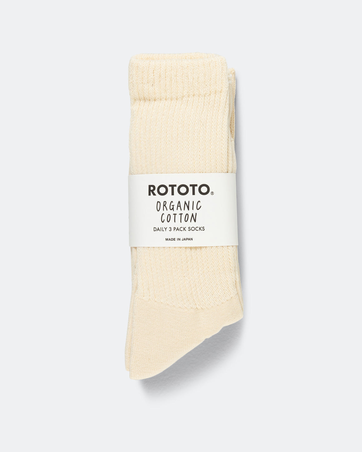 RoToTo - Organic Daily 3 Pack Sock - Ecru - UP THERE