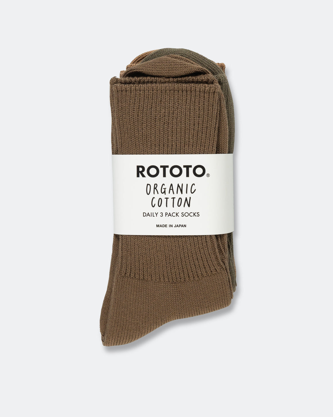 RoToTo - Organic Daily 3 Pack Sock - Khaki Tones - UP THERE