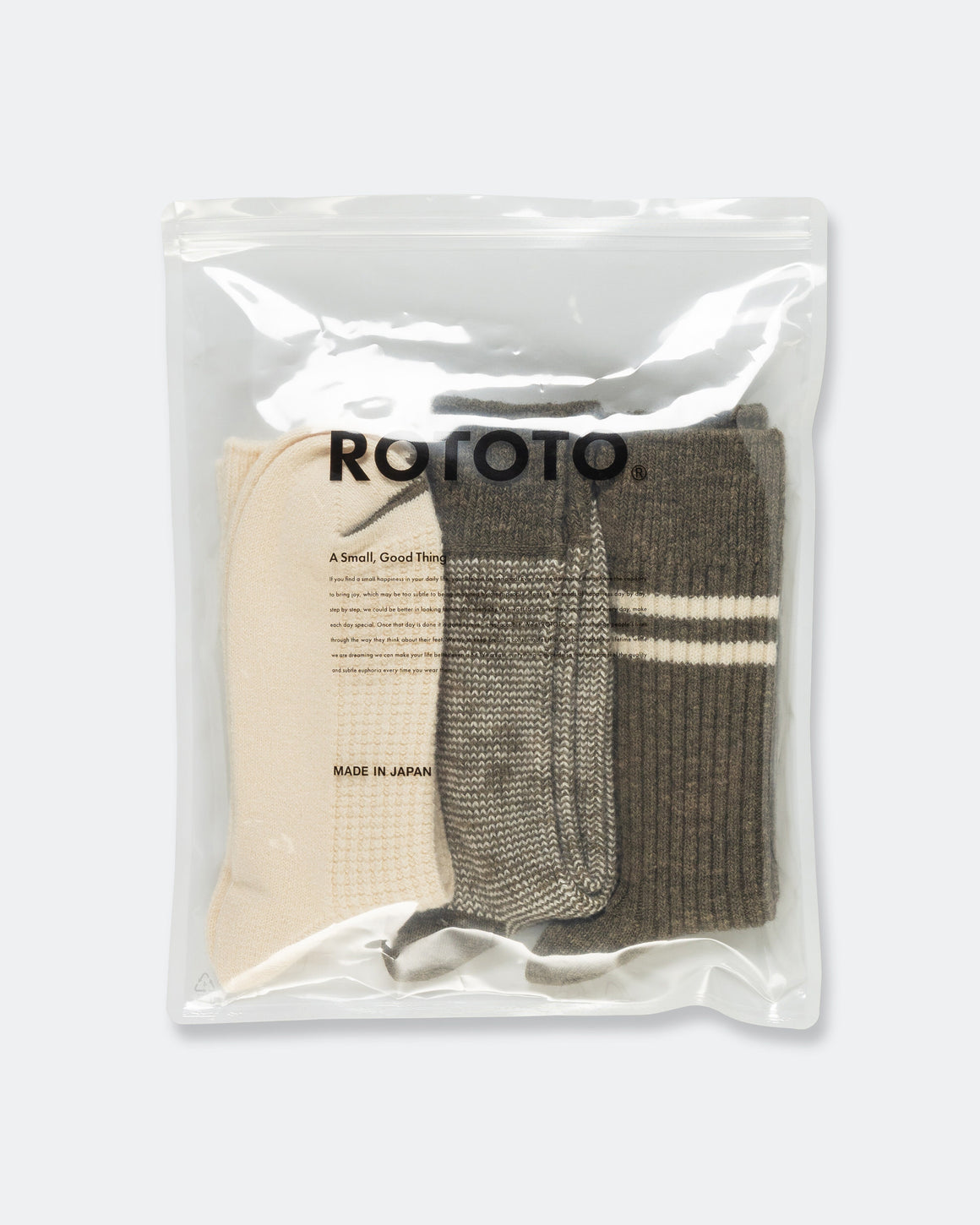 RoToTo - Recycled Cotton Sock 3-Pack - Olive - UP THERE