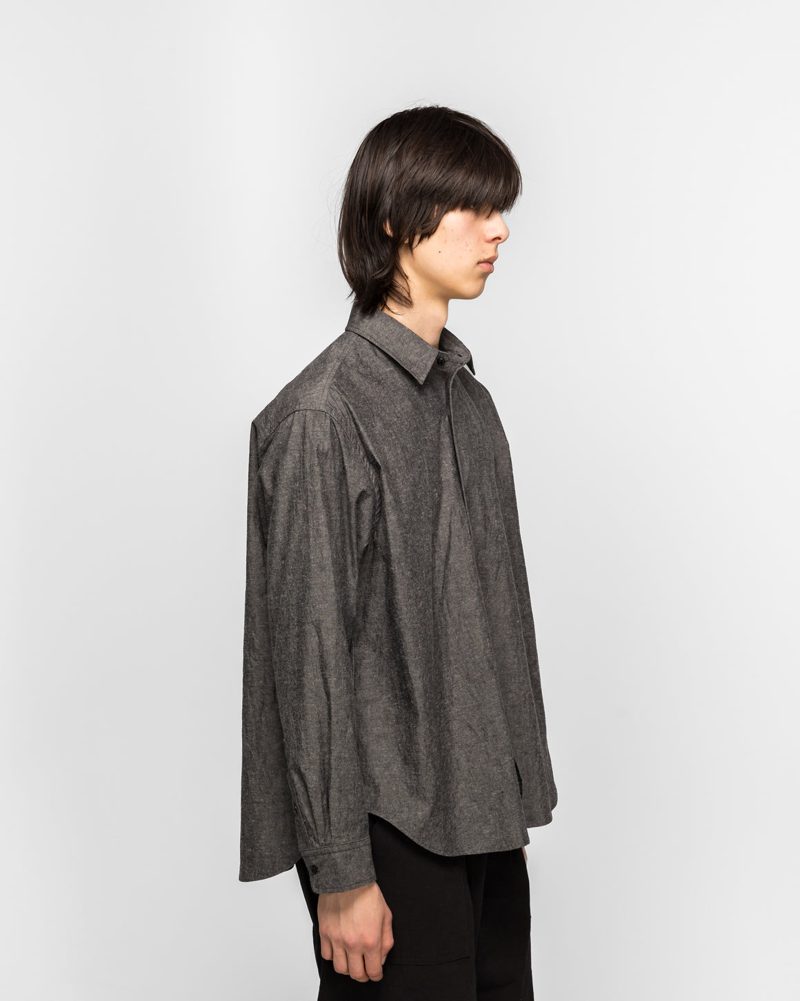 Royce Hill - Broad Shirt - Charcoal Cotton/Linen - UP THERE