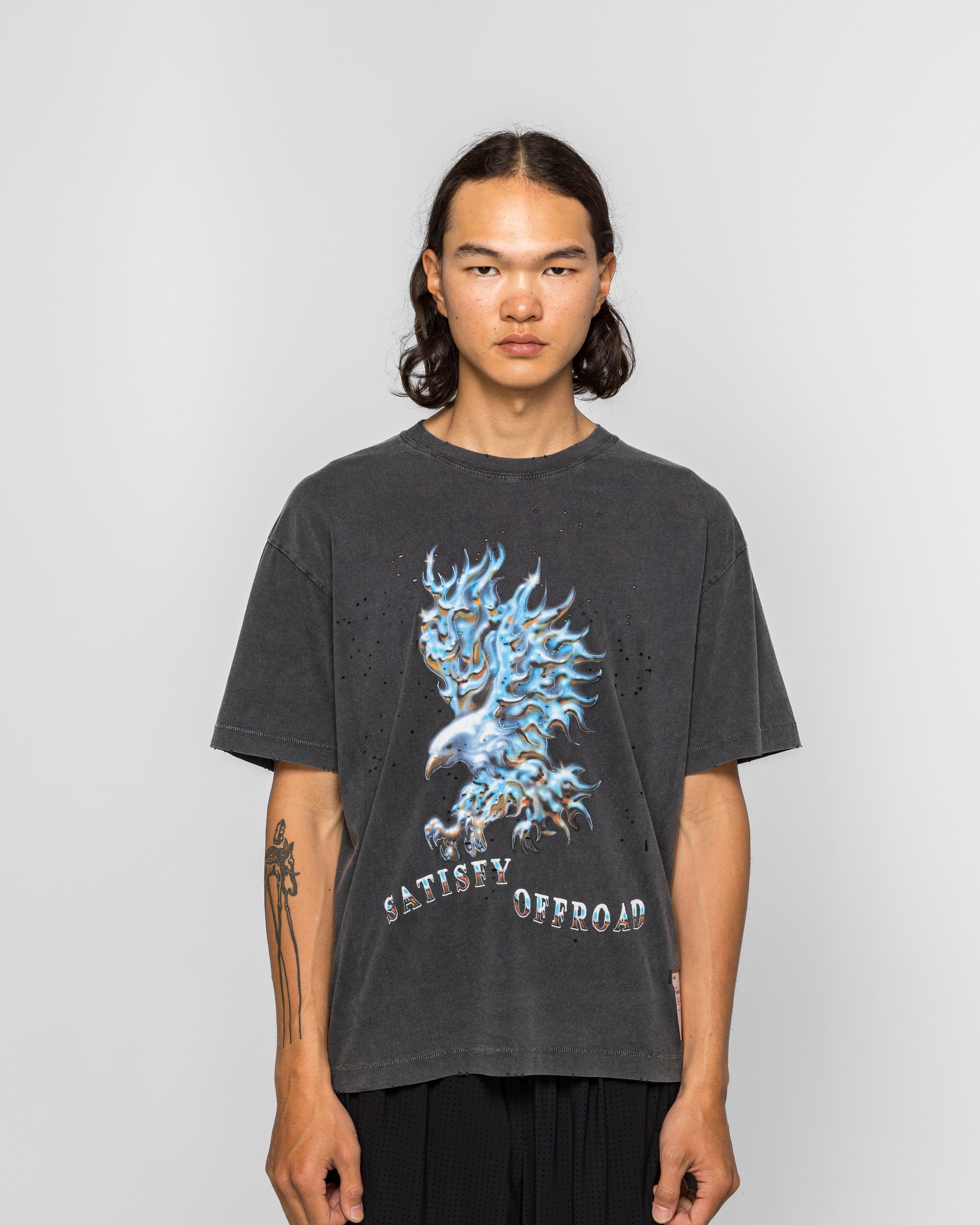 Satisfy - MothTech Eagle Off Road T-Shirt - Aged Black | UP THERE