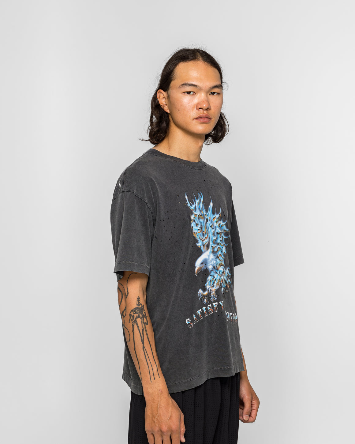 Satisfy - MothTech Eagle Off Road T-Shirt - Aged Black - UP THERE