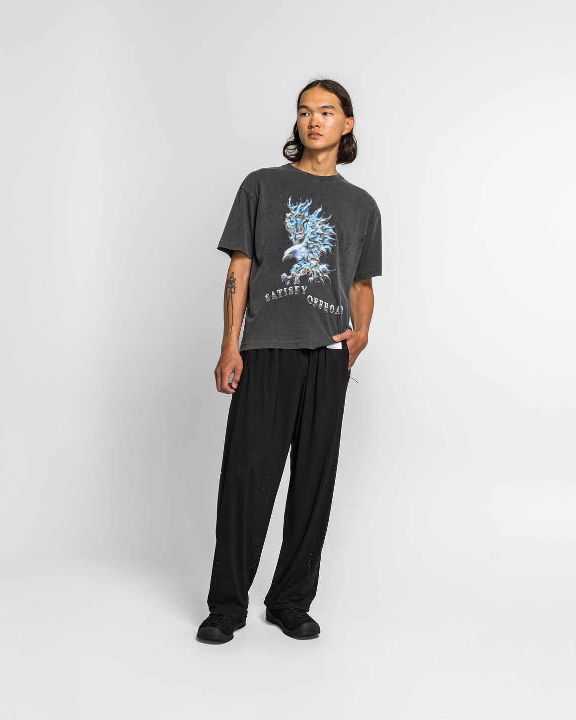 Satisfy - MothTech Eagle Off Road T-Shirt - Aged Black - UP THERE