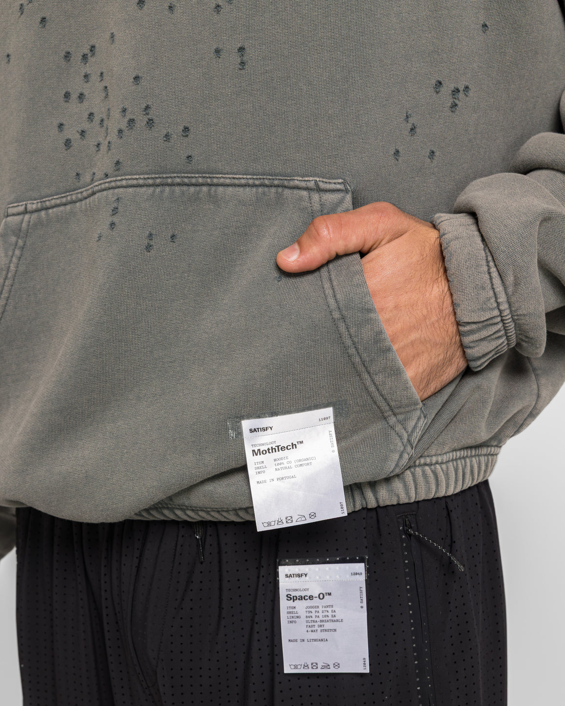 Satisfy - MothTech Hoodie - Faded Black - UP THERE