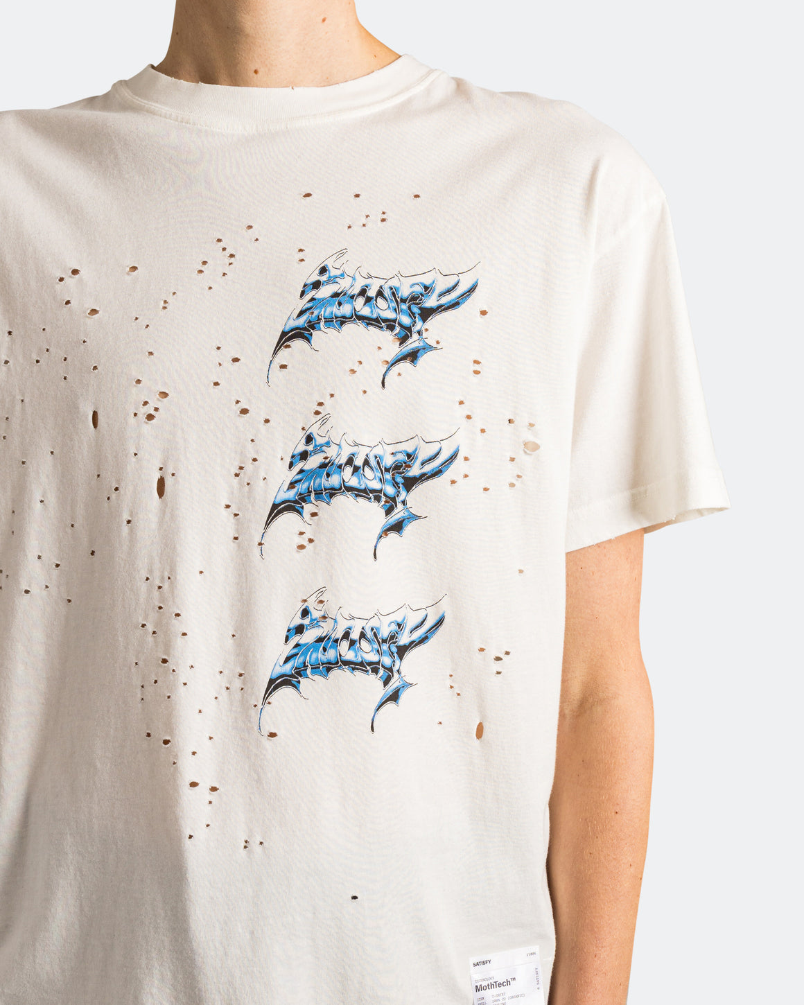 Satisfy - MothTech 'Liquid Metal' T-Shirt - Off White - UP THERE