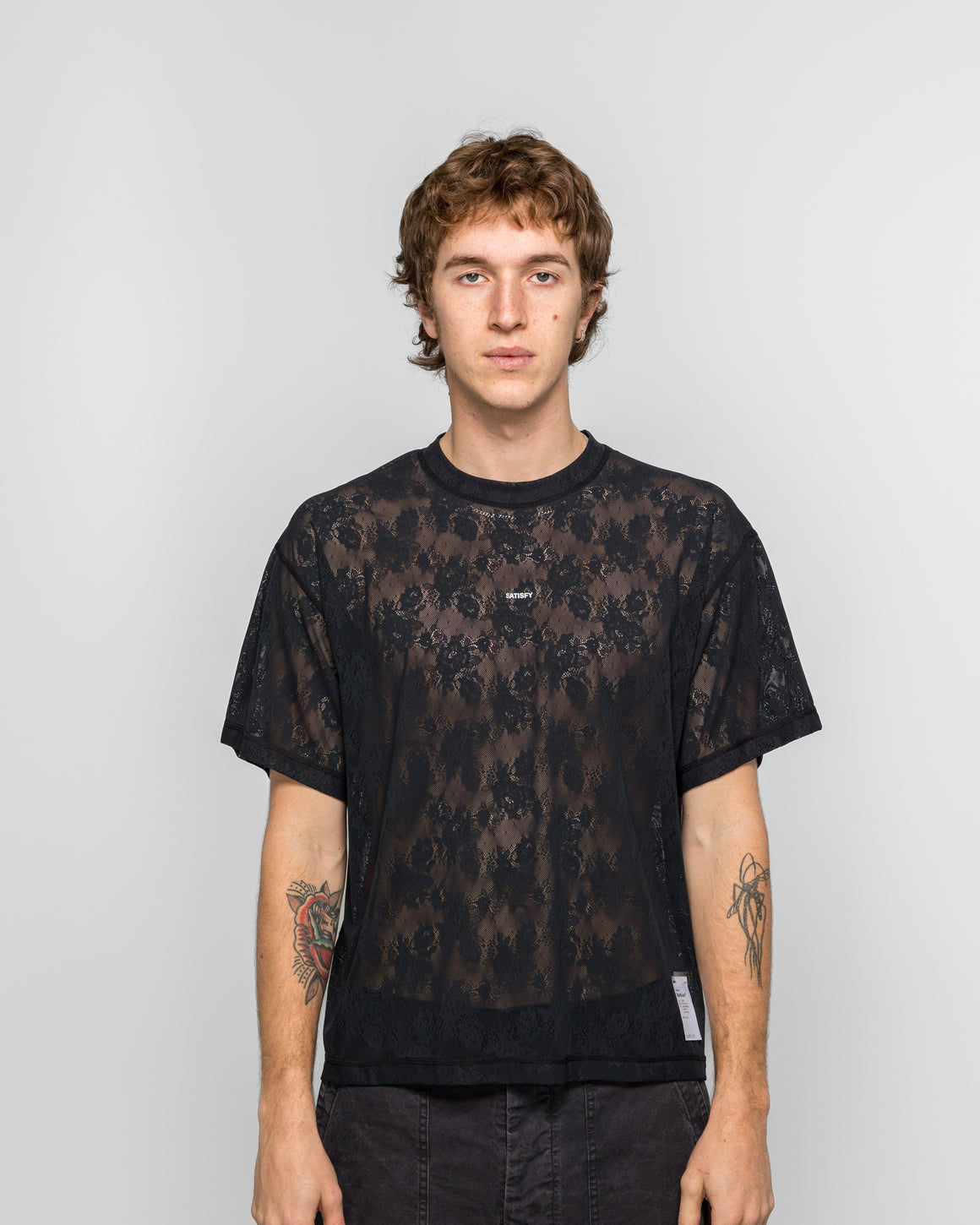 Satisfy - Space-Lace T-Shirt - Black SA - UP THERE