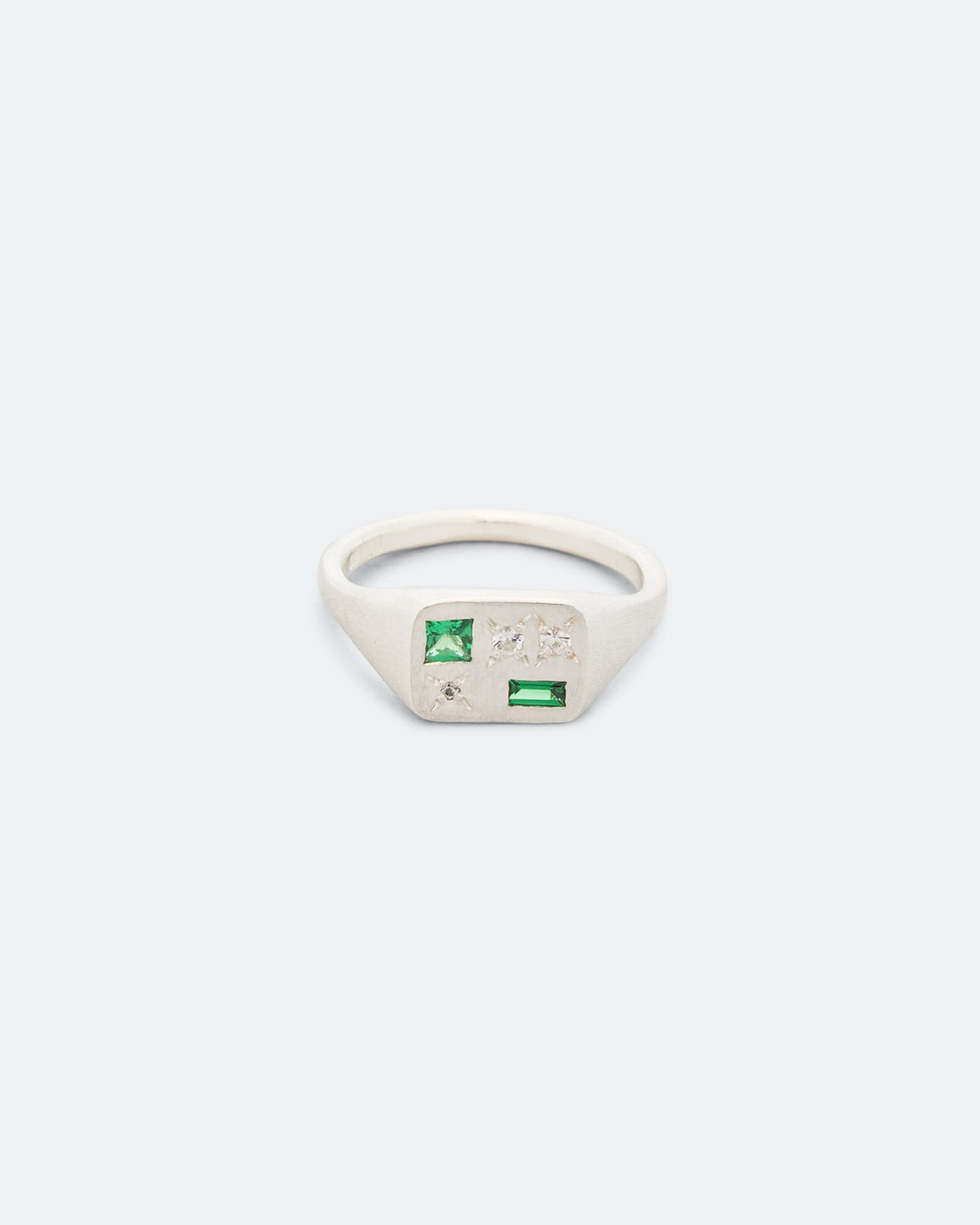 Seb Brown - Green Segment Ring - 925 Sterling Silver/Garnet- Sapphire - UP THERE