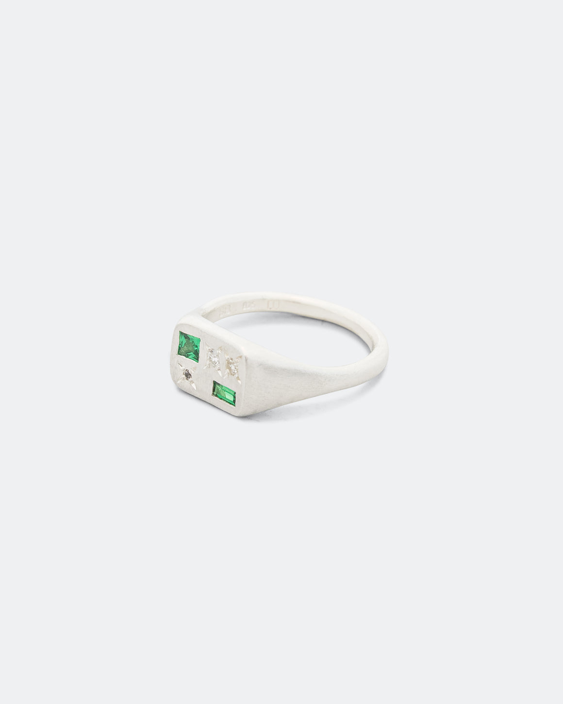 Seb Brown - Green Segment Ring - 925 Sterling Silver/Garnet- Sapphire - UP THERE