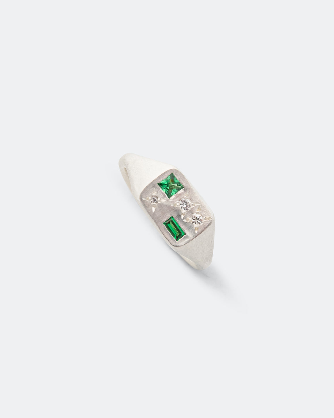 Seb Brown - Green Segment Ring - 925 Sterling Silver/Garnet- Sapphire - UP THERE